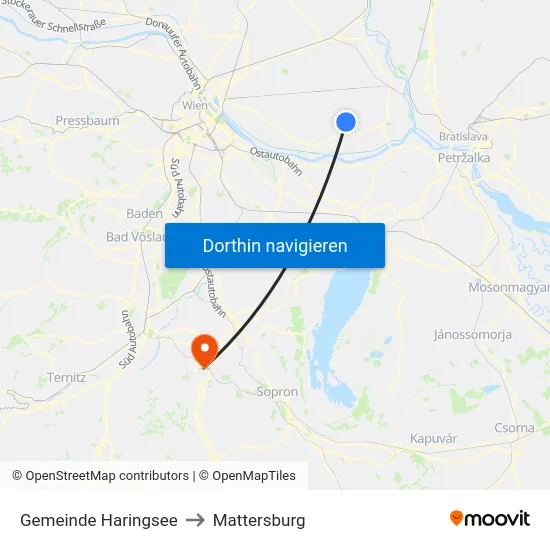 Gemeinde Haringsee to Mattersburg map
