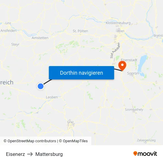 Eisenerz to Mattersburg map