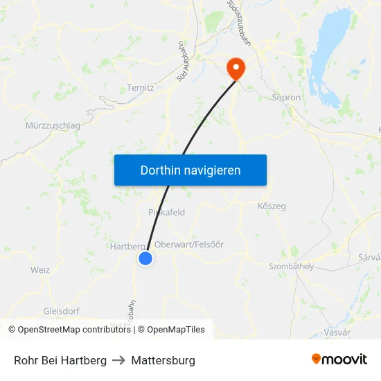 Rohr Bei Hartberg to Mattersburg map