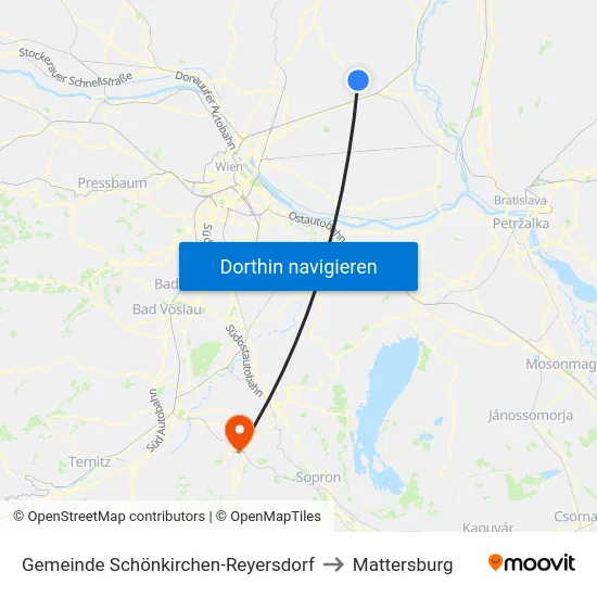 Gemeinde Schönkirchen-Reyersdorf to Mattersburg map