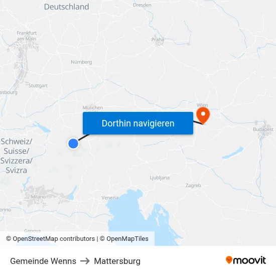 Gemeinde Wenns to Mattersburg map