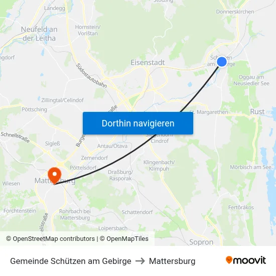 Gemeinde Schützen am Gebirge to Mattersburg map