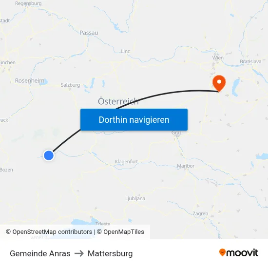 Gemeinde Anras to Mattersburg map