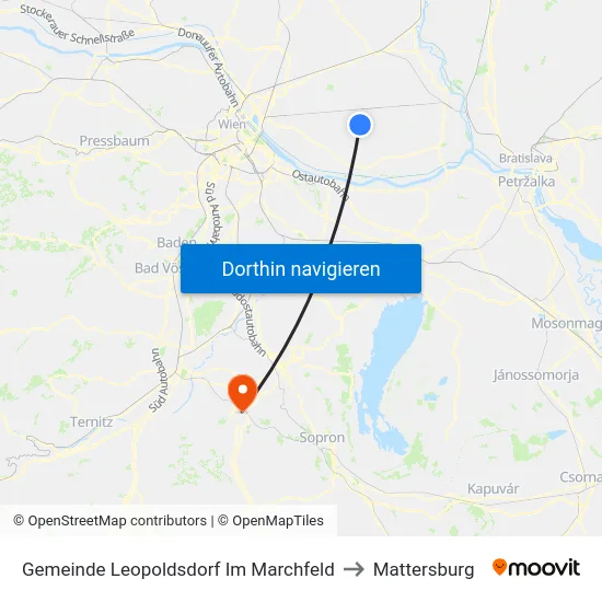 Gemeinde Leopoldsdorf Im Marchfeld to Mattersburg map