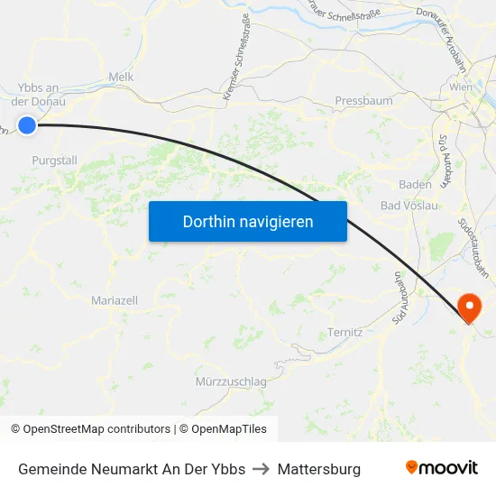 Gemeinde Neumarkt An Der Ybbs to Mattersburg map