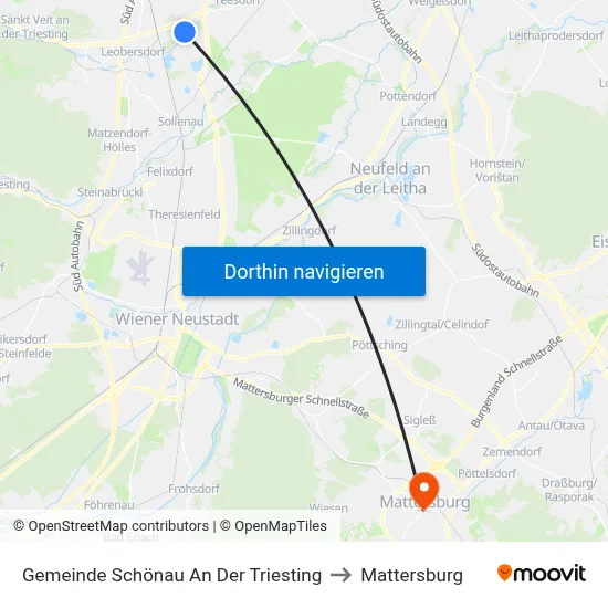 Gemeinde Schönau An Der Triesting to Mattersburg map