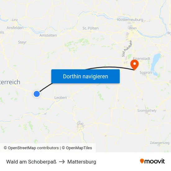 Wald am Schoberpaß to Mattersburg map