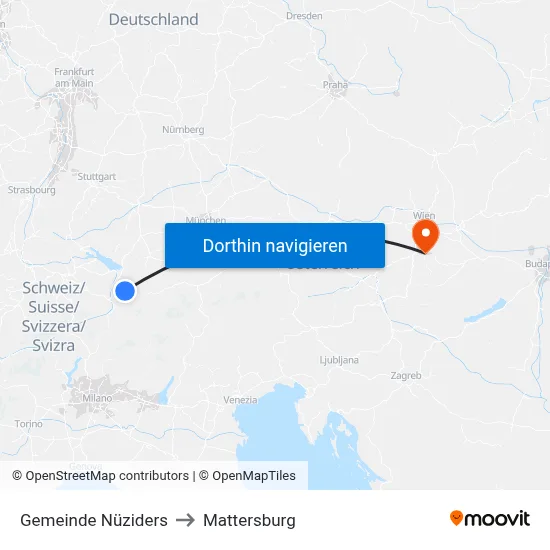Gemeinde Nüziders to Mattersburg map
