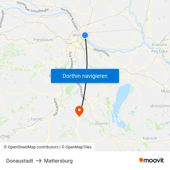 Donaustadt to Mattersburg map