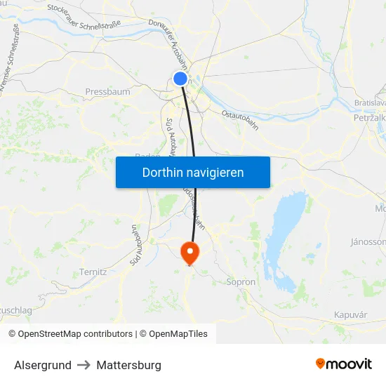 Alsergrund to Mattersburg map