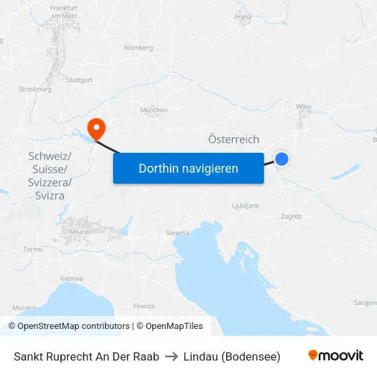 Sankt Ruprecht An Der Raab to Lindau (Bodensee) map