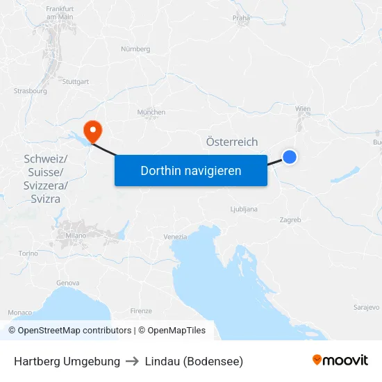Hartberg Umgebung to Lindau (Bodensee) map