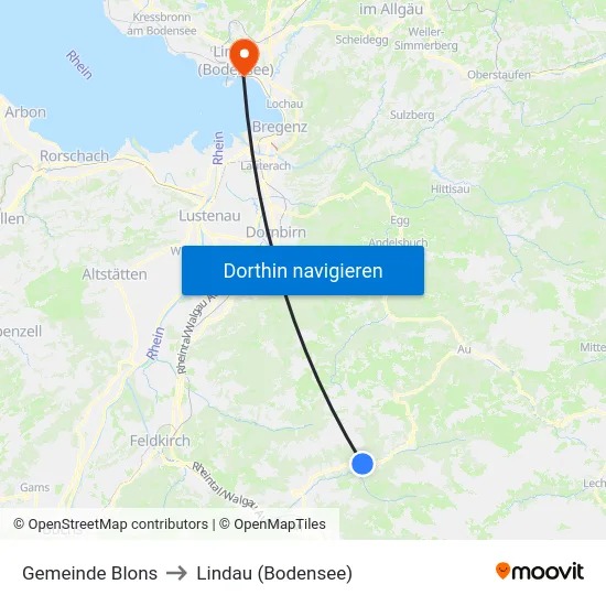 Gemeinde Blons to Lindau (Bodensee) map