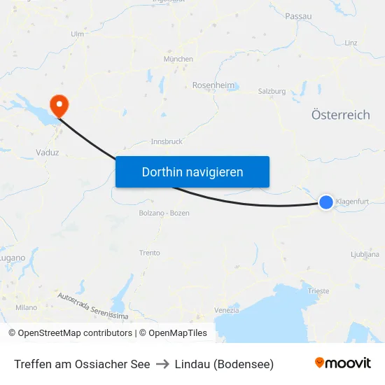 Treffen am Ossiacher See to Lindau (Bodensee) map