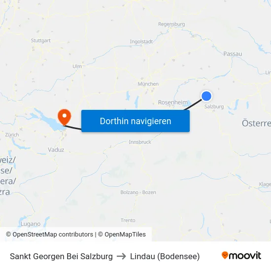 Sankt Georgen Bei Salzburg to Lindau (Bodensee) map