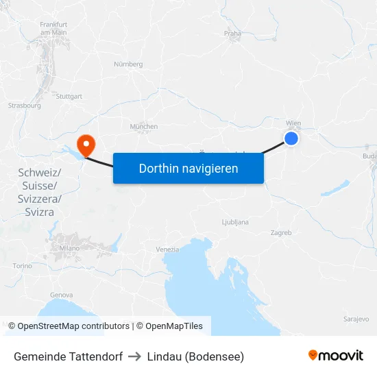 Gemeinde Tattendorf to Lindau (Bodensee) map