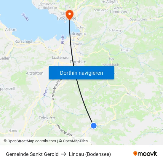 Gemeinde Sankt Gerold to Lindau (Bodensee) map