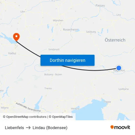 Liebenfels to Lindau (Bodensee) map