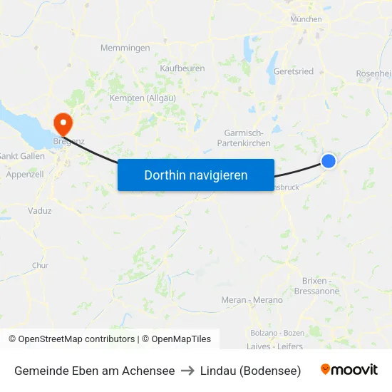 Gemeinde Eben am Achensee to Lindau (Bodensee) map