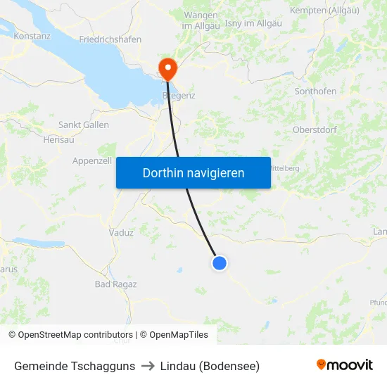Gemeinde Tschagguns to Lindau (Bodensee) map