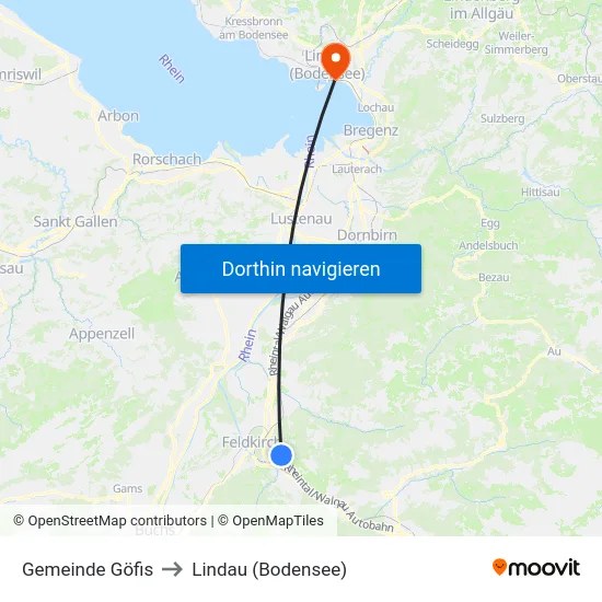Gemeinde Göfis to Lindau (Bodensee) map