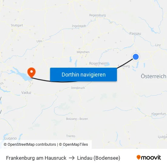 Frankenburg am Hausruck to Lindau (Bodensee) map