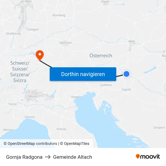 Gornja Radgona to Gemeinde Altach map