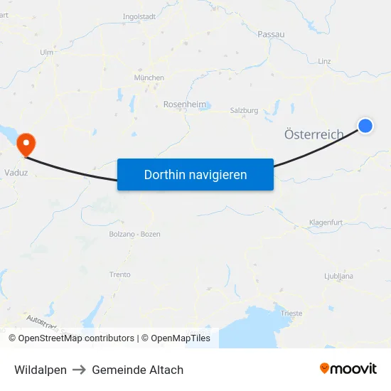 Wildalpen to Gemeinde Altach map