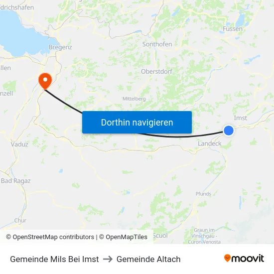 Gemeinde Mils Bei Imst to Gemeinde Altach map