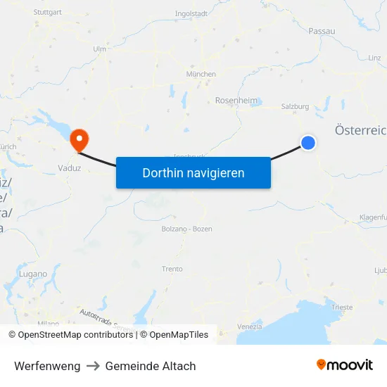 Werfenweng to Gemeinde Altach map