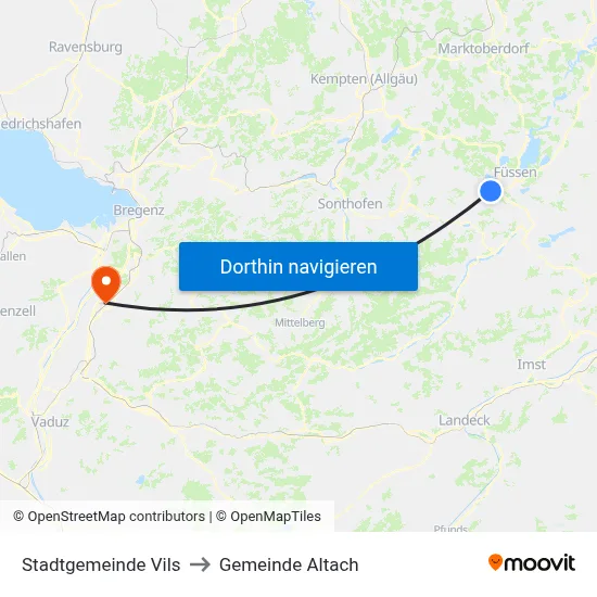 Stadtgemeinde Vils to Gemeinde Altach map