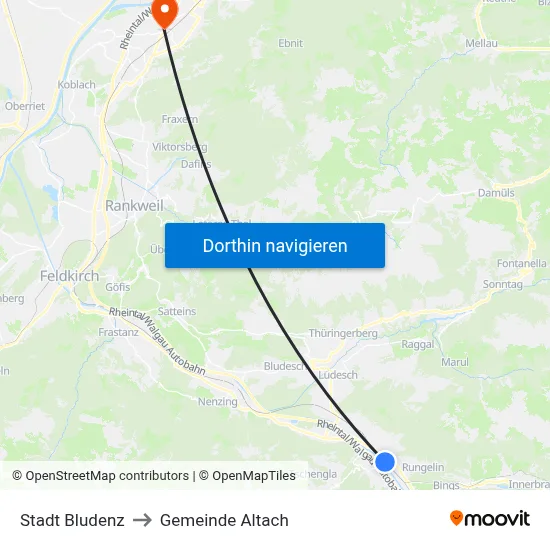 Stadt Bludenz to Gemeinde Altach map