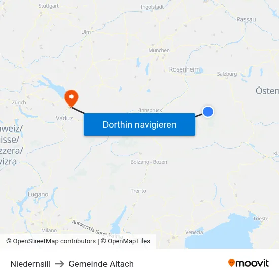 Niedernsill to Gemeinde Altach map