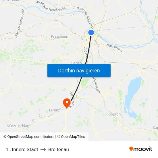 1., Innere Stadt to Breitenau map