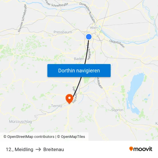 12., Meidling to Breitenau map