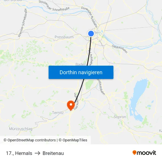 17., Hernals to Breitenau map