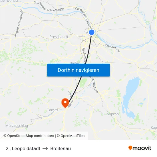 2., Leopoldstadt to Breitenau map