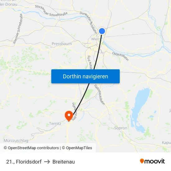 21., Floridsdorf to Breitenau map