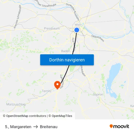 5., Margareten to Breitenau map