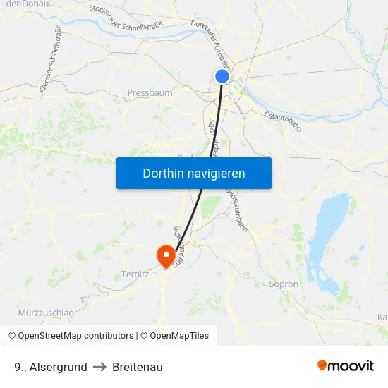 9., Alsergrund to Breitenau map