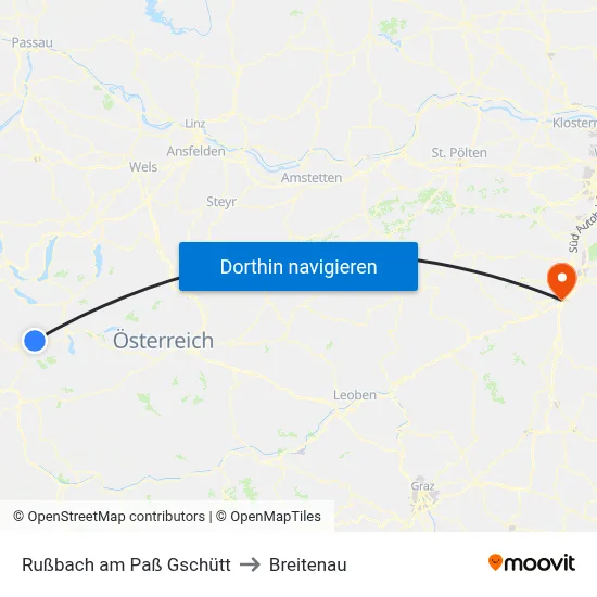 Rußbach am Paß Gschütt to Breitenau map