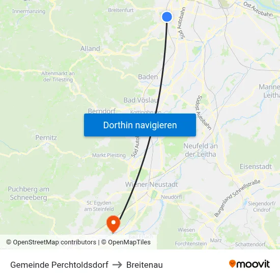 Gemeinde Perchtoldsdorf to Breitenau map