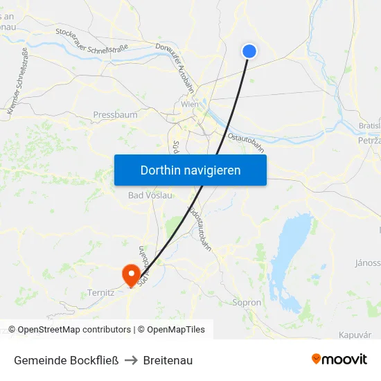 Gemeinde Bockfließ to Breitenau map