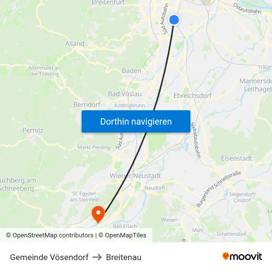 Gemeinde Vösendorf to Breitenau map