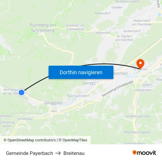 Gemeinde Payerbach to Breitenau map