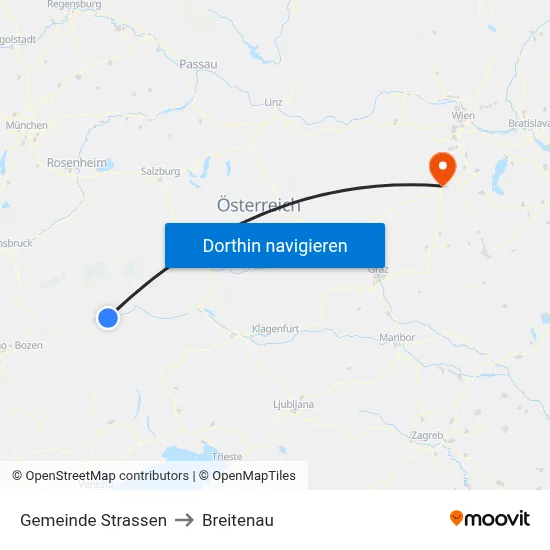 Gemeinde Strassen to Breitenau map
