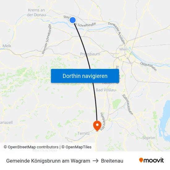 Gemeinde Königsbrunn am Wagram to Breitenau map
