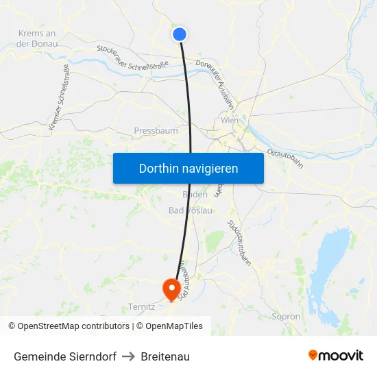 Gemeinde Sierndorf to Breitenau map