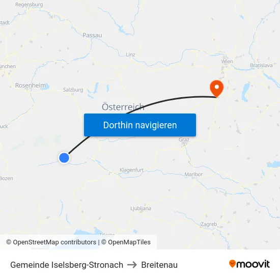 Gemeinde Iselsberg-Stronach to Breitenau map