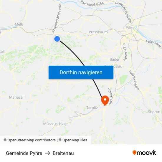 Gemeinde Pyhra to Breitenau map